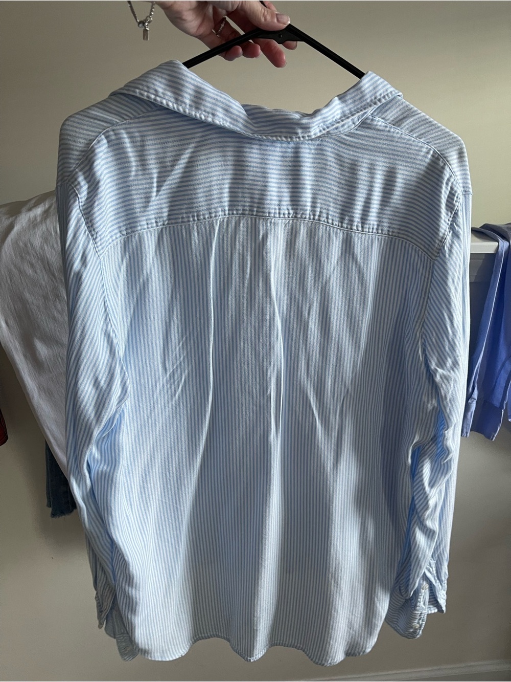 Frank & Eileen Light Blue and White Striped Button-Down Shirt